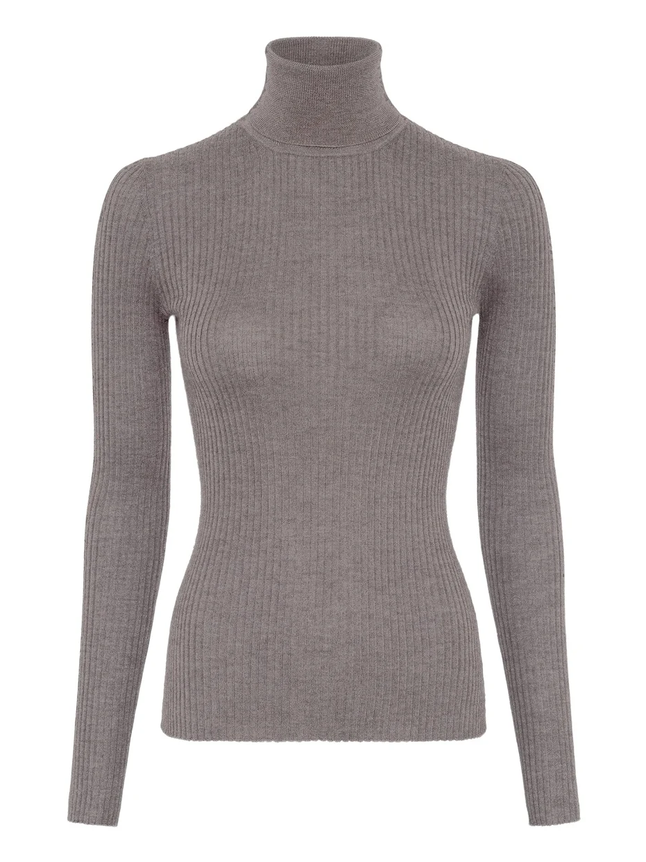 Gabriela Hearst Peppe Knit Turtleneck in Walnut Cashmere Silk