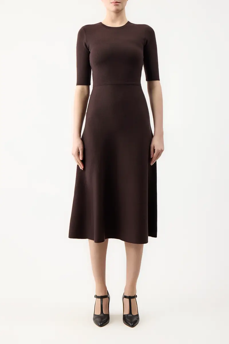Gabriela Hearst Seymore Knit Midi Dress in Chocolate Merino Wool Cashmere | Thumbnail 2 Gabriela Hearst Seymore Knit Midi Dress in Chocolate Merino Wool Cashmere | Thumbnail 2