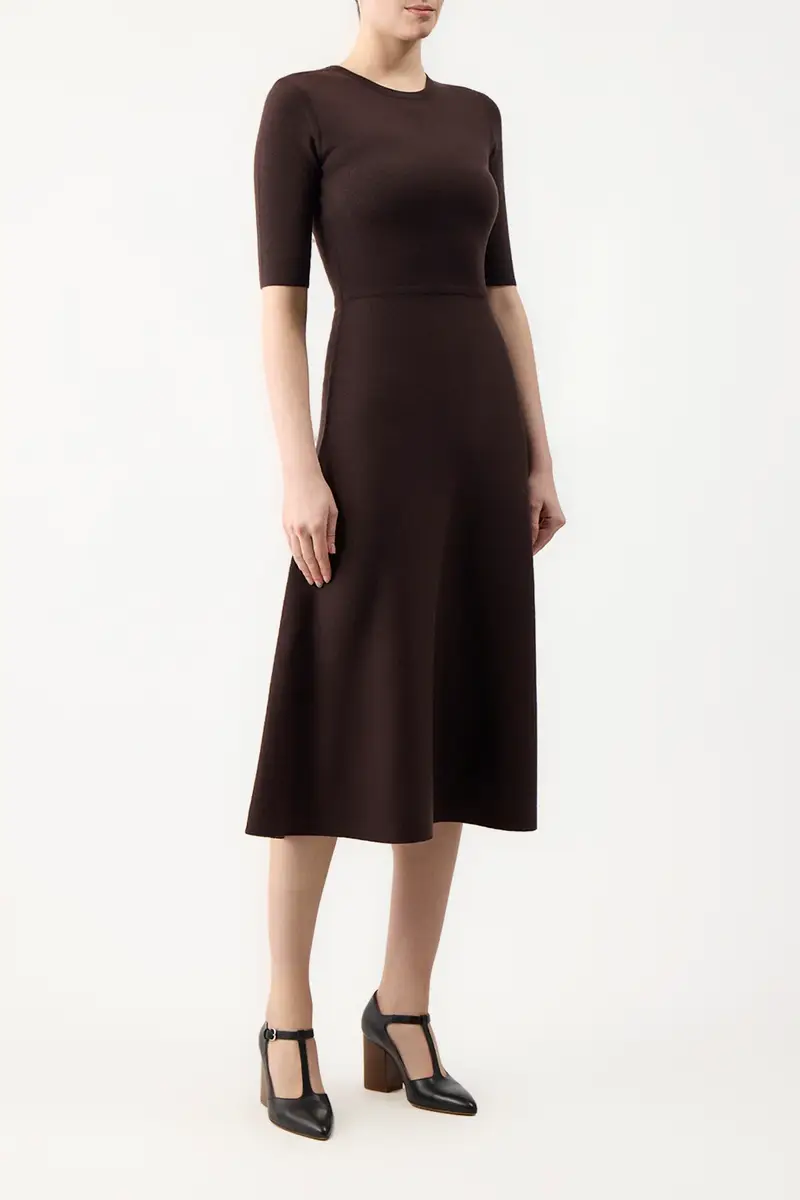 Gabriela Hearst Seymore Knit Midi Dress in Chocolate Merino Wool Cashmere | Thumbnail 3 Gabriela Hearst Seymore Knit Midi Dress in Chocolate Merino Wool Cashmere | Thumbnail 3