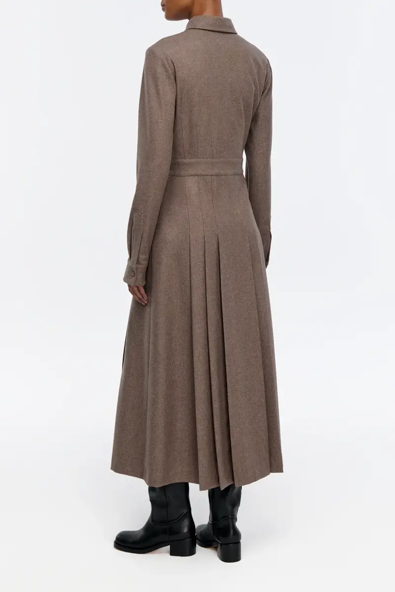 Gabriela Hearst Ethel Shirtdress in Walnut Wool Cashmere Flannel | Thumbnail 4