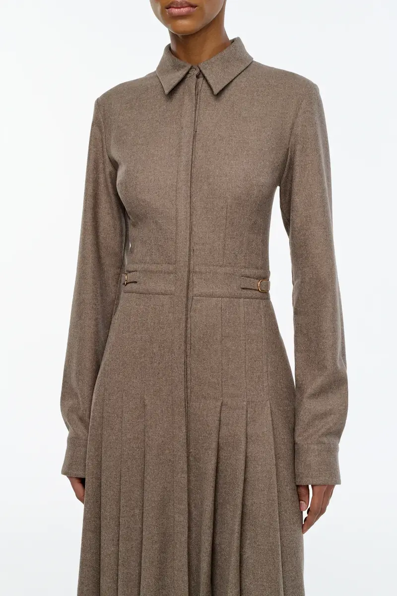 Gabriela Hearst Ethel Shirtdress in Walnut Wool Cashmere Flannel | Thumbnail 5