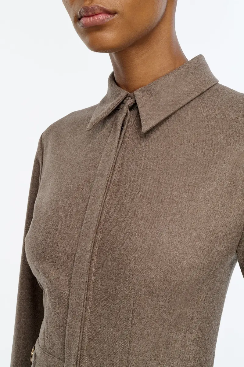 Gabriela Hearst Ethel Shirtdress in Walnut Wool Cashmere Flannel | Thumbnail 6