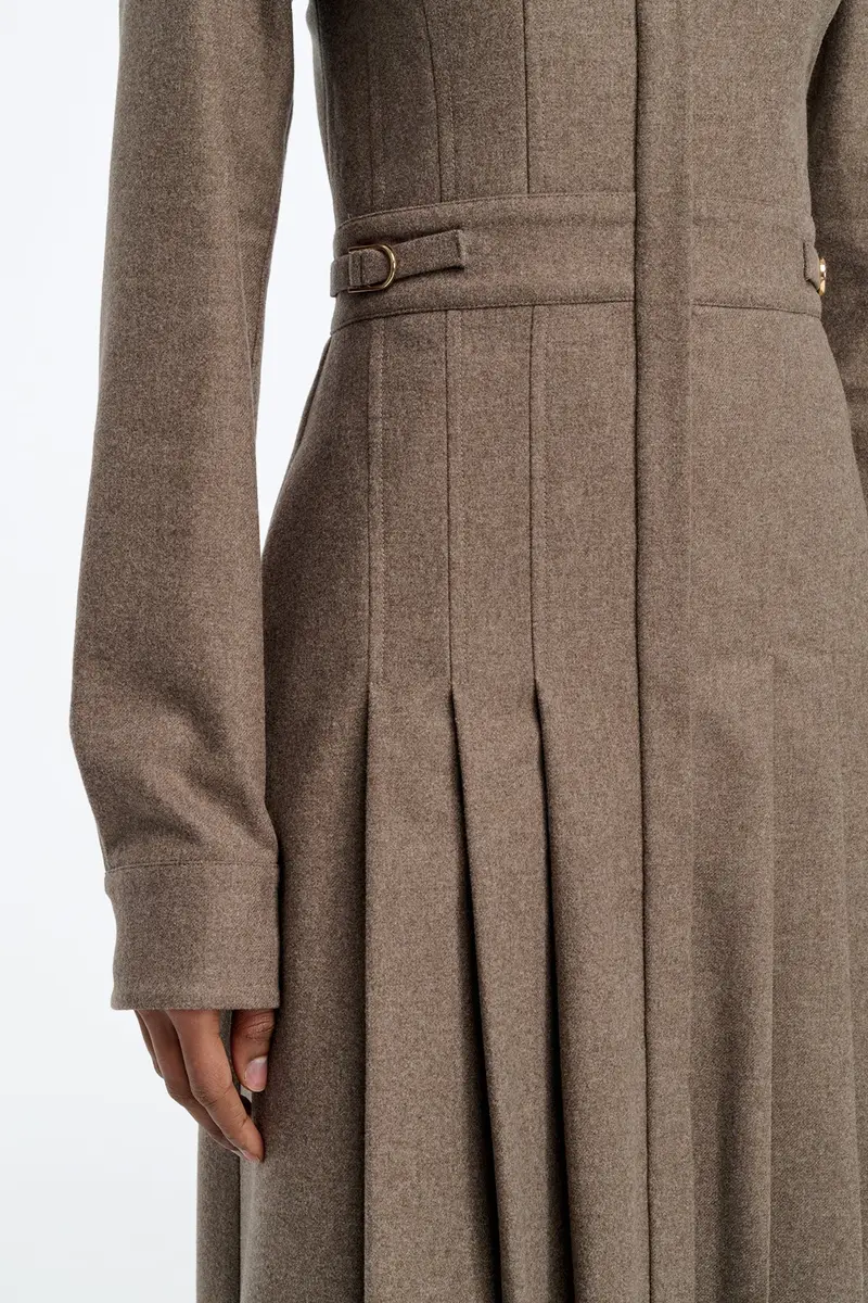 Gabriela Hearst Ethel Shirtdress in Walnut Wool Cashmere Flannel | Thumbnail 7