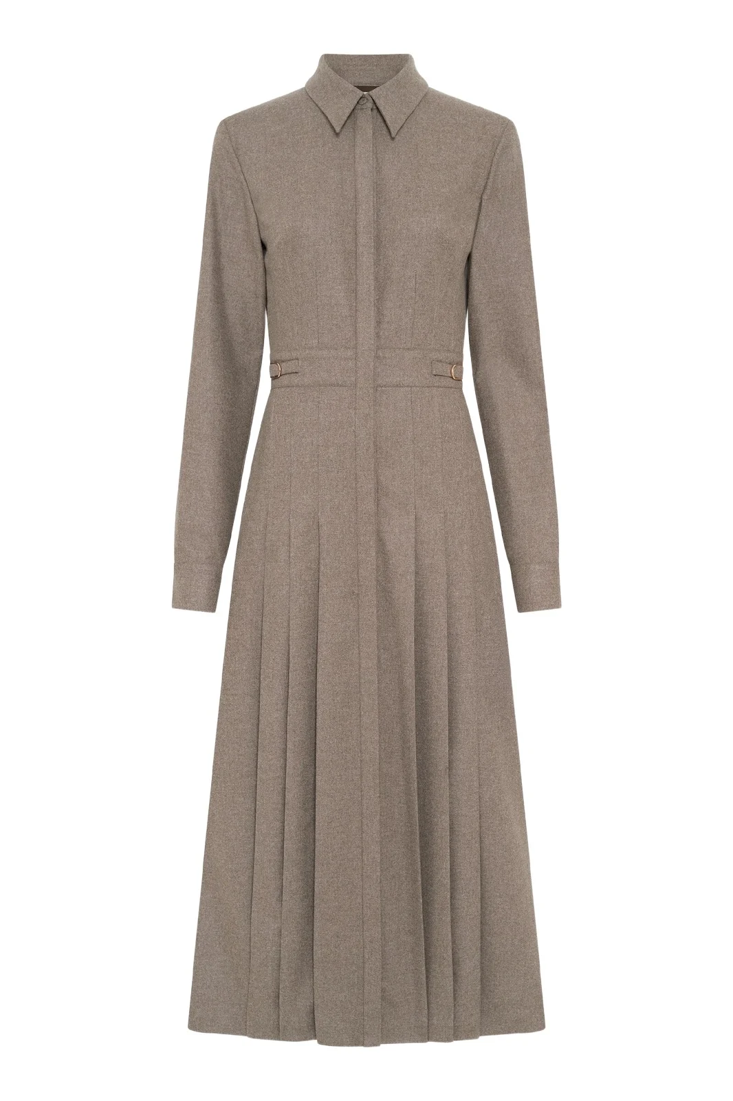 Gabriela Hearst Ethel Shirtdress in Walnut Wool Cashmere Flannel