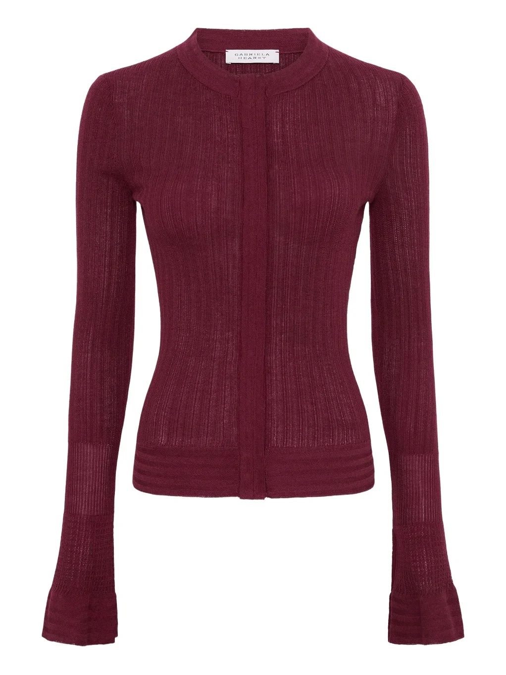 Gabriela Hearst Albina Knit Shirt in Bordeaux Cashmere Silk