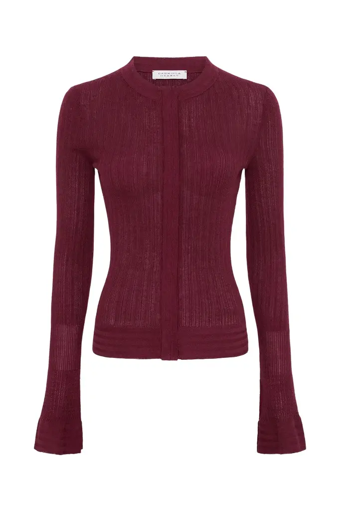 Albina Knit Shirt in Bordeaux Cashmere Silk