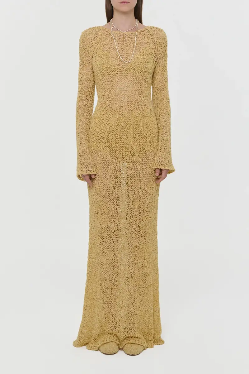 Gabriela Hearst Elinea Knit Maxi Dress in Hay Silk Cashmere Linen | Thumbnail 4 Gabriela Hearst Elinea Knit Maxi Dress in Hay Silk Cashmere Linen | Thumbnail 4