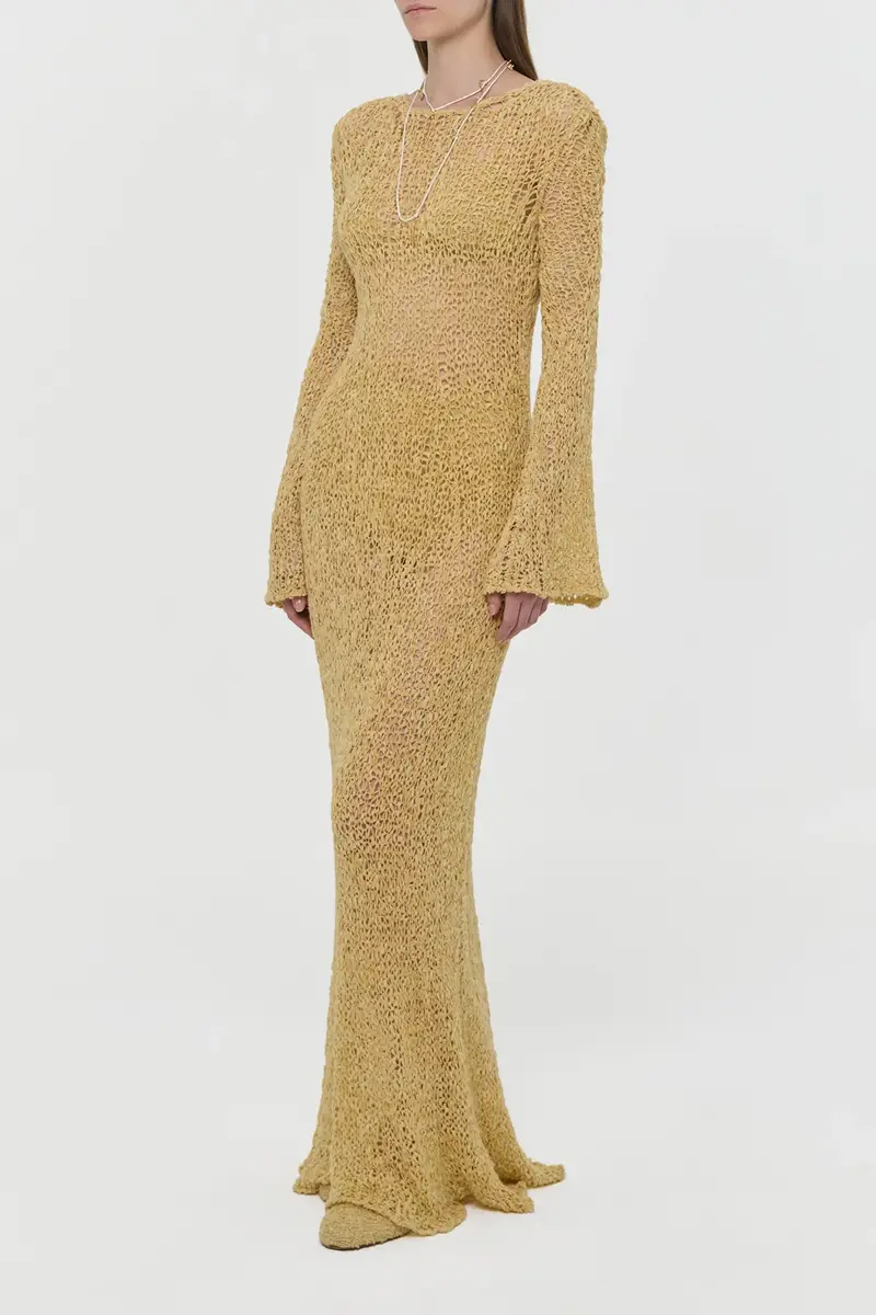 Gabriela Hearst Elinea Knit Maxi Dress in Hay Silk Cashmere Linen | Thumbnail 5 Gabriela Hearst Elinea Knit Maxi Dress in Hay Silk Cashmere Linen | Thumbnail 5