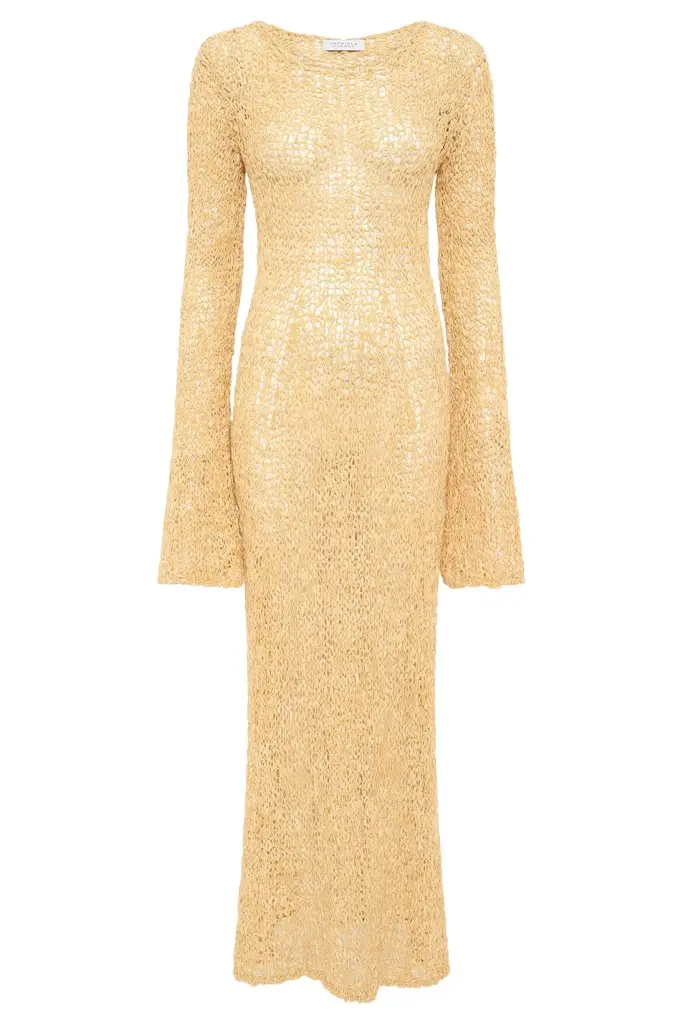 Gabriela Hearst Elinea Knit Maxi Dress in Hay Silk Cashmere Linen