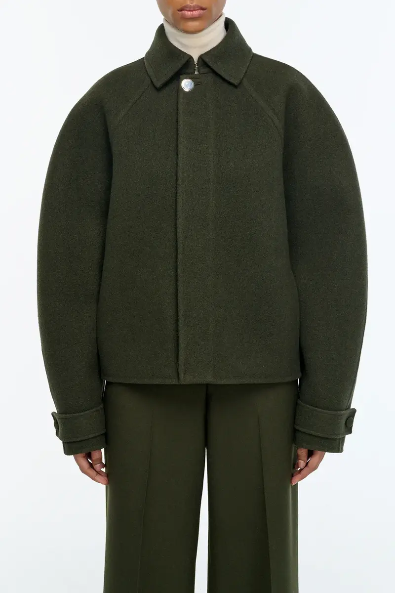 Gabriela Hearst Ombu Cocoon Jacket in Deep Olive Cashmere Felt | Thumbnail 2