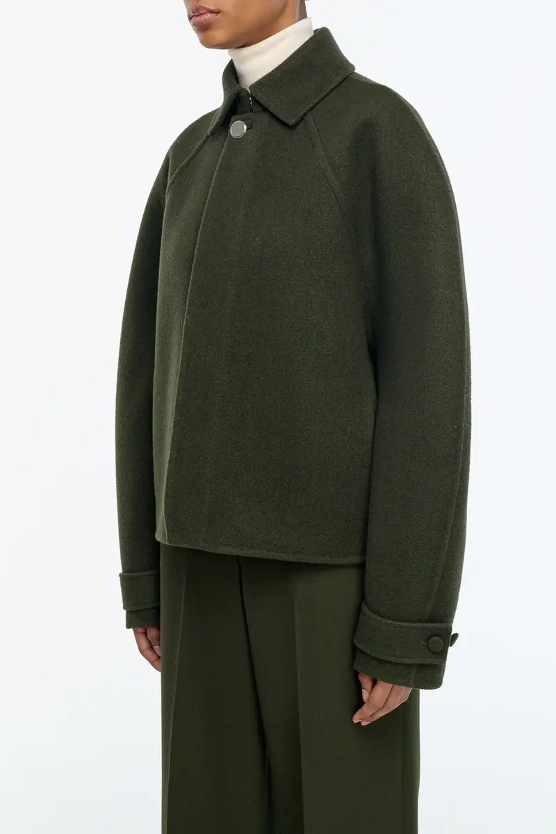 Gabriela Hearst Ombu Cocoon Jacket in Deep Olive Cashmere Felt | Thumbnail 3