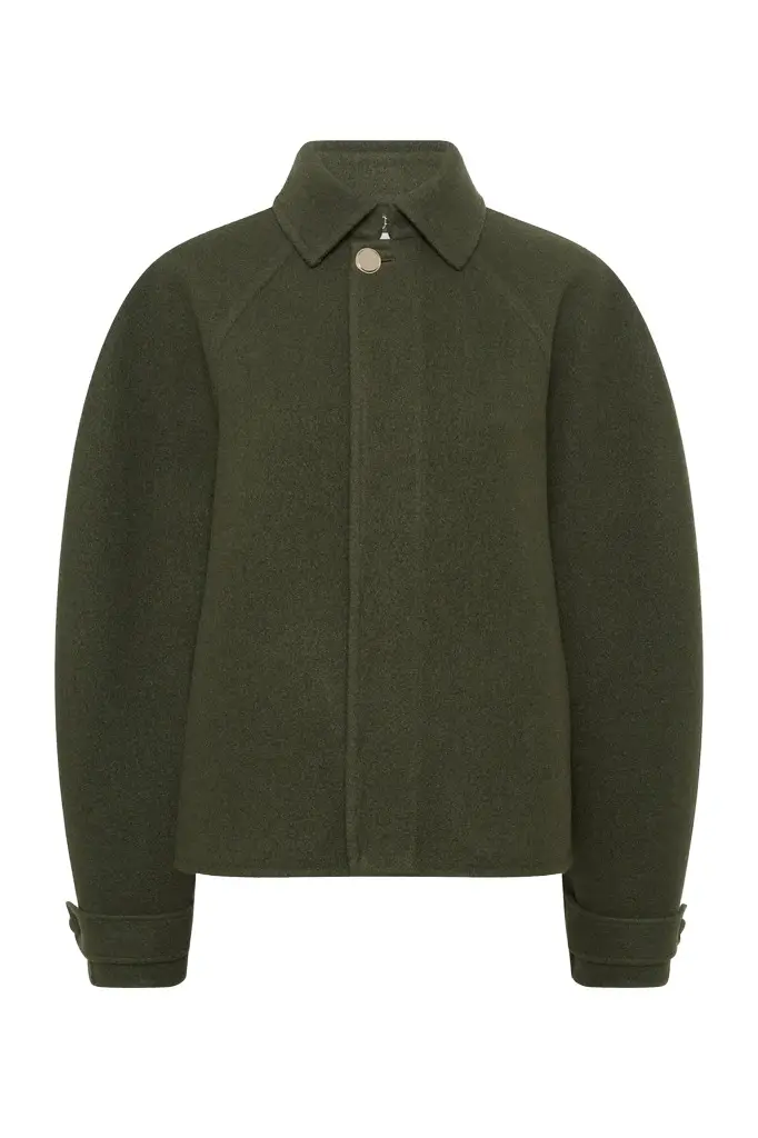 Gabriela Hearst Ombu Cocoon Jacket in Deep Olive Cashmere Felt