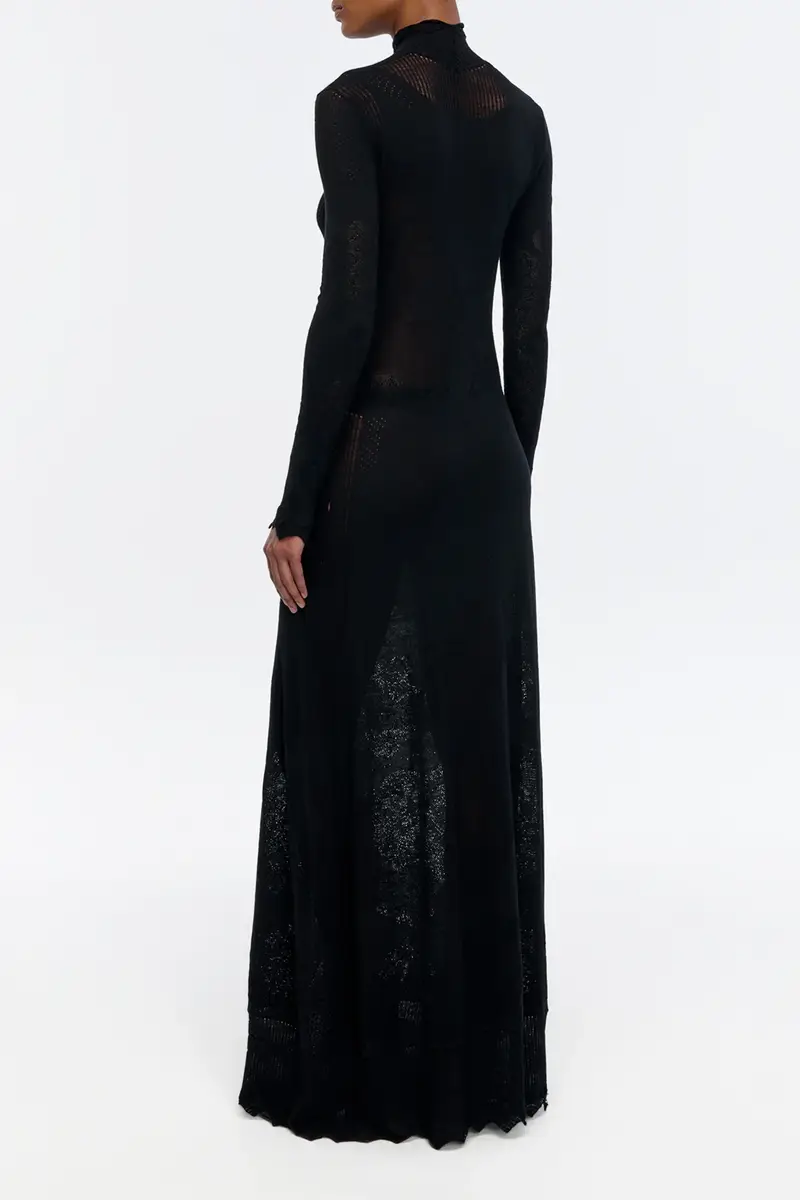 Gabriela Hearst Solace Pointelle Knit Lace Dress in Black Merino Wool | Thumbnail 5 Gabriela Hearst Solace Pointelle Knit Lace Dress in Black Merino Wool | Thumbnail 5