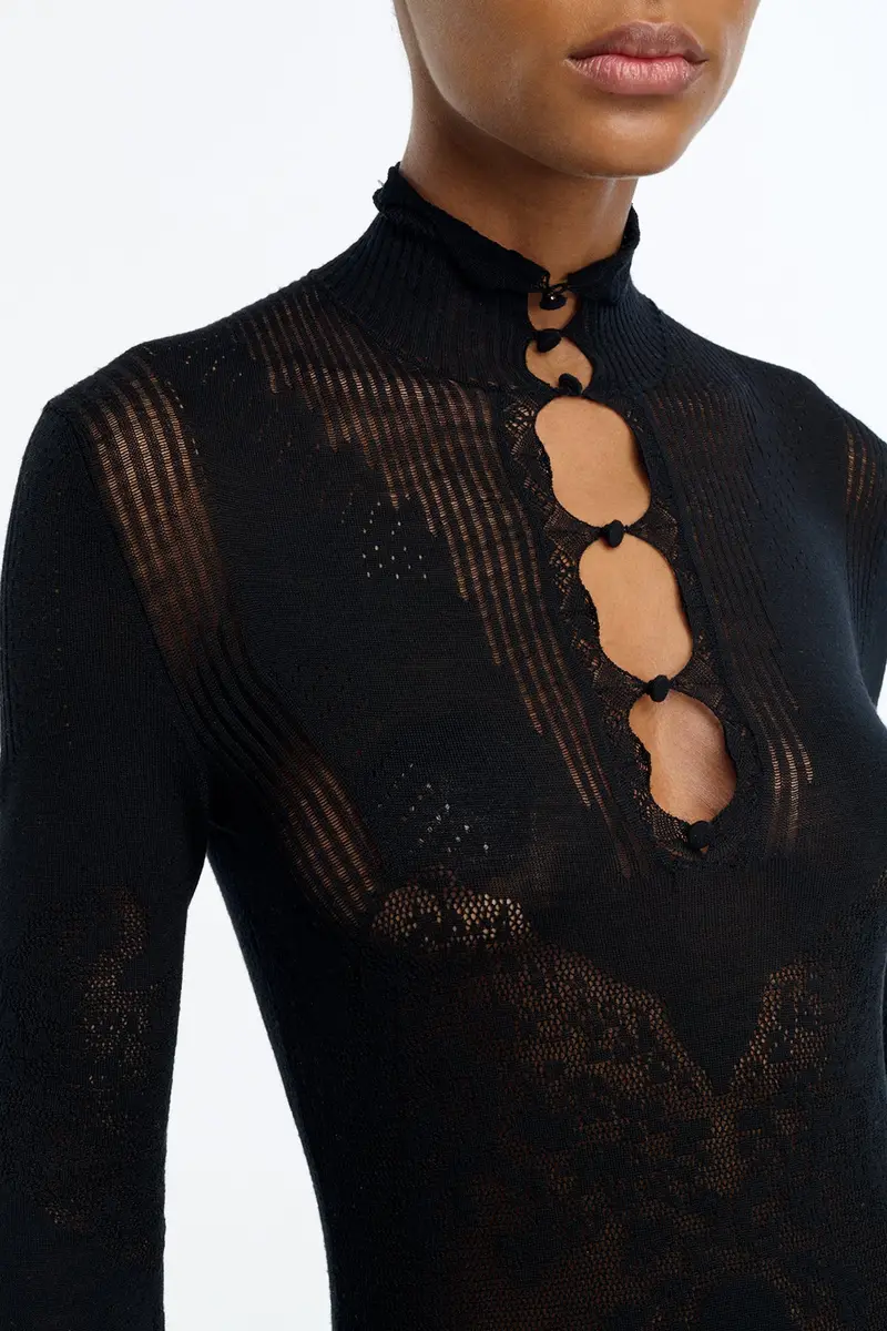 Gabriela Hearst Solace Pointelle Knit Lace Dress in Black Merino Wool | Thumbnail 8 Gabriela Hearst Solace Pointelle Knit Lace Dress in Black Merino Wool | Thumbnail 8