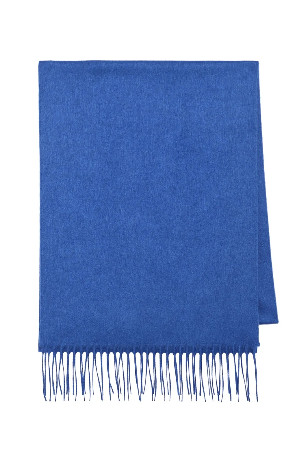 Blaine Fringe Scarf in Cobalt Brushed Silk Cashmere