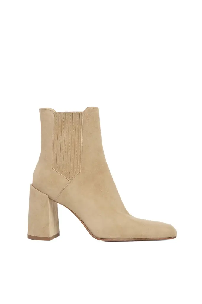 Luke High Heel Ankle Boot in Camel Suede Luke High Heel Ankle Boot in Camel Suede
