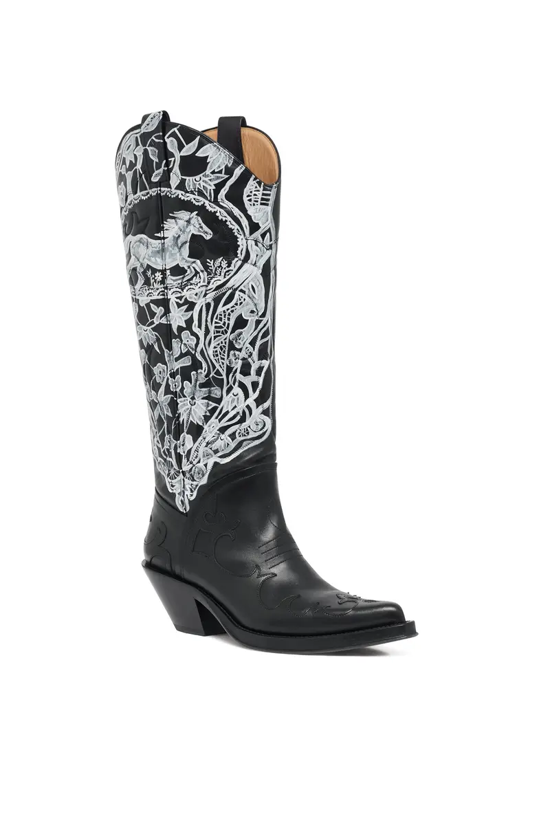 Gabriela Hearst Hand Painted Capitana Cowboy Boot in Black & White Leather | Thumbnail 3 Gabriela Hearst Hand Painted Capitana Cowboy Boot in Black & White Leather | Thumbnail 3