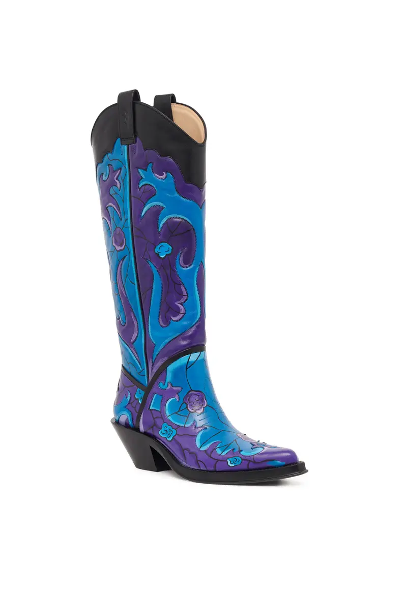 Gabriela Hearst Hand Painted Capitana Cowboy Boot in Purple & Blue Leather | Thumbnail 2 Gabriela Hearst Hand Painted Capitana Cowboy Boot in Purple & Blue Leather | Thumbnail 2