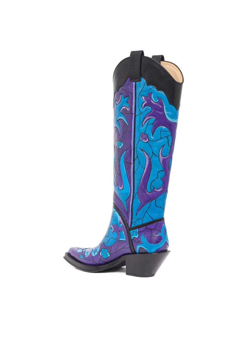 Gabriela Hearst Hand Painted Capitana Cowboy Boot in Purple & Blue Leather | Thumbnail 3 Gabriela Hearst Hand Painted Capitana Cowboy Boot in Purple & Blue Leather | Thumbnail 3