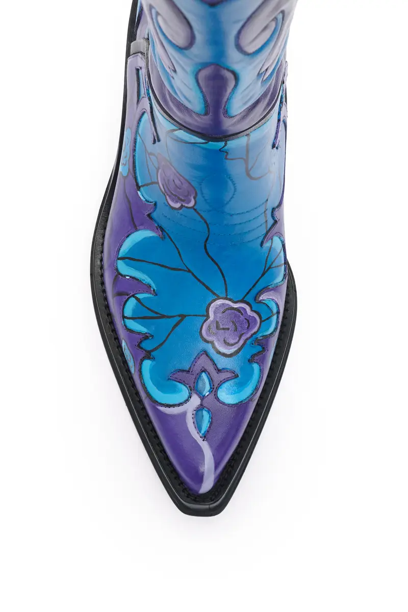 Gabriela Hearst Hand Painted Capitana Cowboy Boot in Purple & Blue Leather | Thumbnail 4 Gabriela Hearst Hand Painted Capitana Cowboy Boot in Purple & Blue Leather | Thumbnail 4