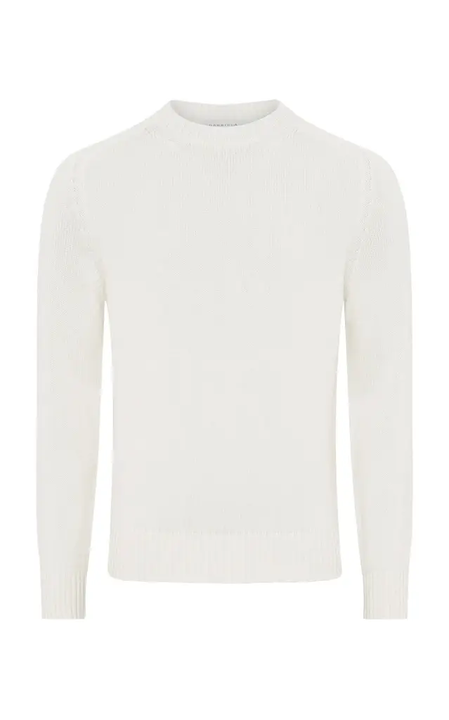 Gabriela Hearst Francesco Knit Crewneck Sweater in Ivory Cashmere | Thumbnail 1 Gabriela Hearst Francesco Knit Crewneck Sweater in Ivory Cashmere | Thumbnail 1