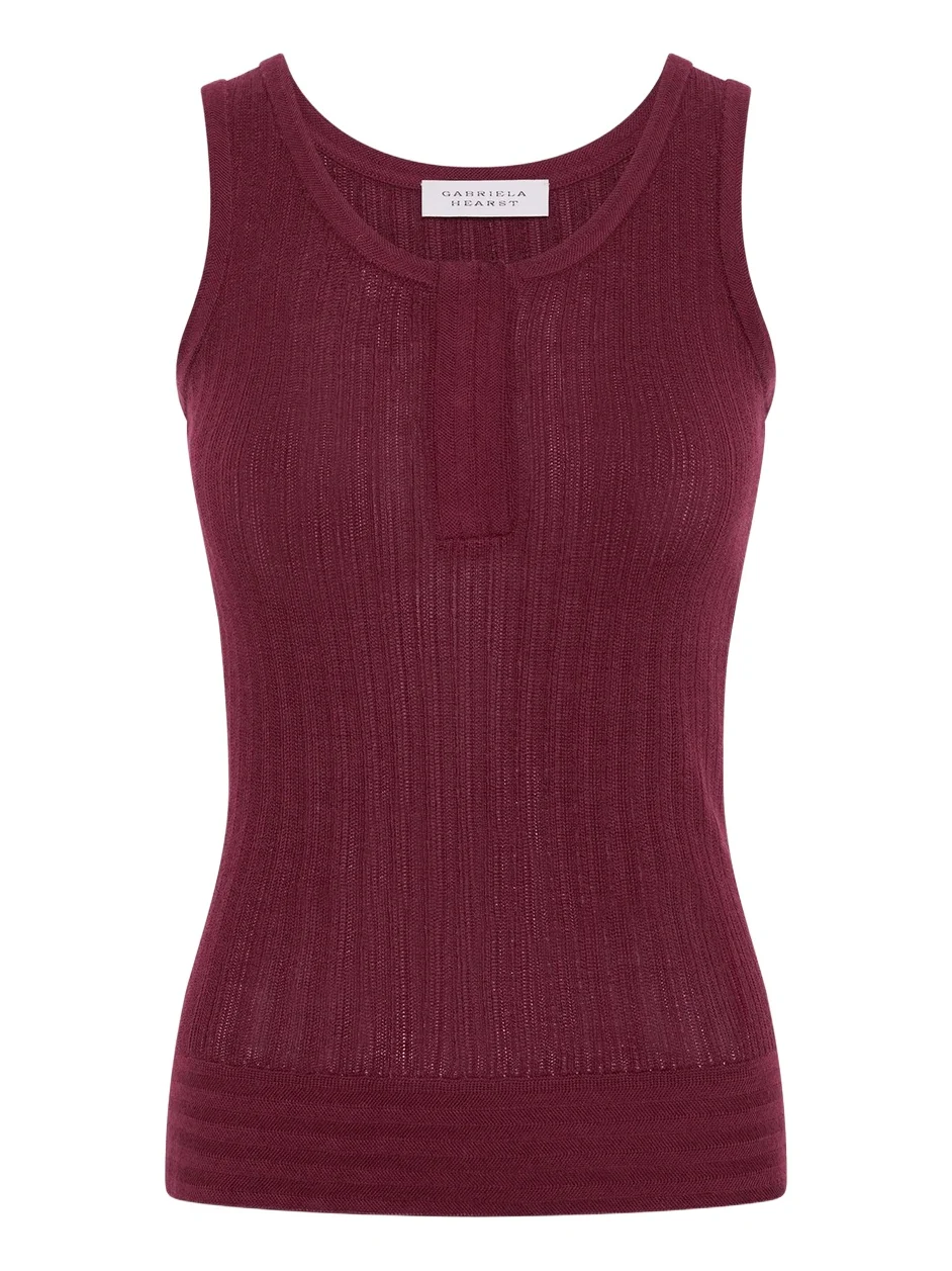 Gabriela Hearst Alethe Knit Tank Top in Bordeaux Cashmere Silk