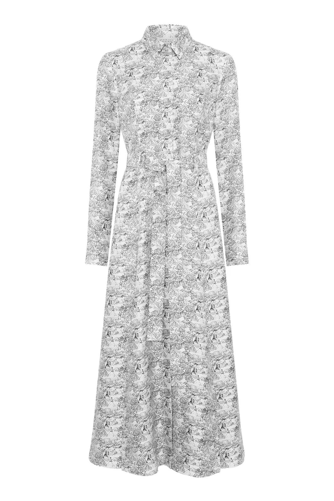 Gabriela Hearst Galway Shirtdress in Ivory Multi Printed Silk Twill