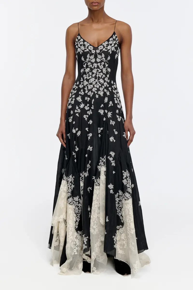 Gabriela Hearst Neville Embroidered Slip Dress in Black Multi Silk Organza | Thumbnail 3 Gabriela Hearst Neville Embroidered Slip Dress in Black Multi Silk Organza | Thumbnail 3