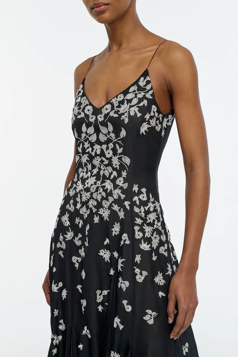 Gabriela Hearst Neville Embroidered Slip Dress in Black Multi Silk Organza | Thumbnail 6 Gabriela Hearst Neville Embroidered Slip Dress in Black Multi Silk Organza | Thumbnail 6