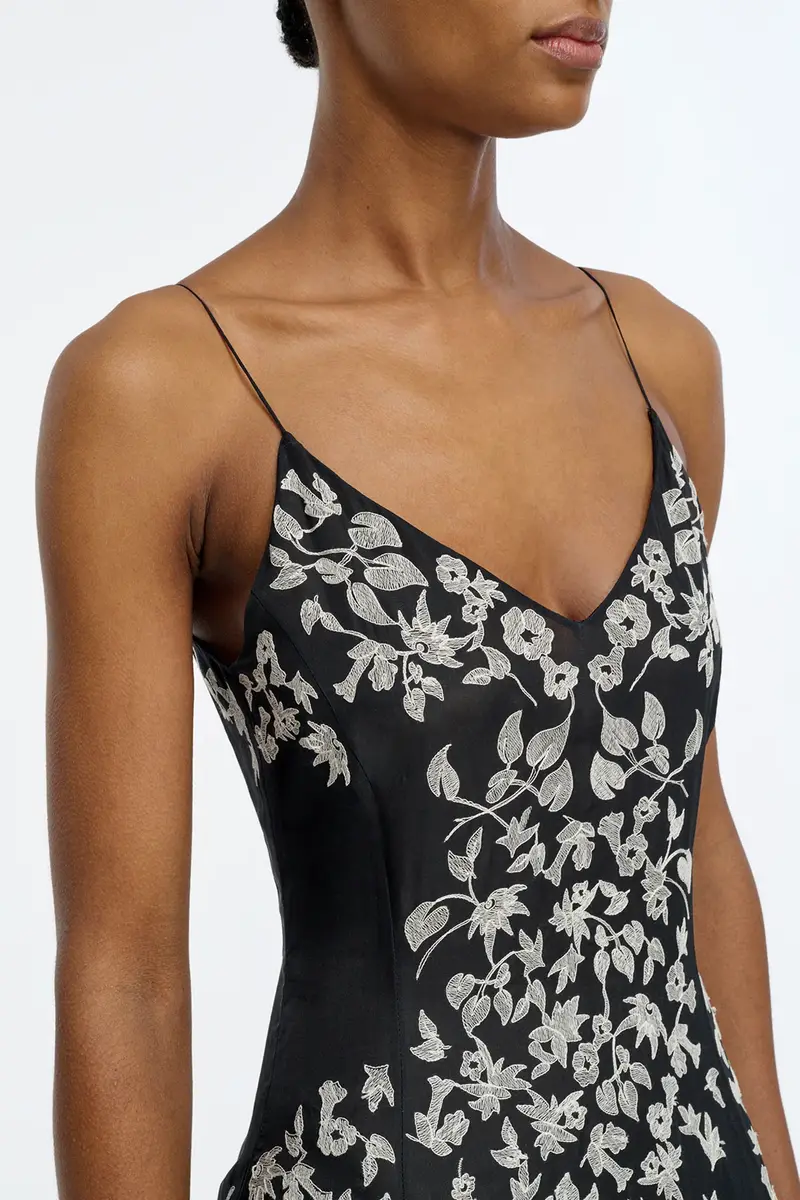 Gabriela Hearst Neville Embroidered Slip Dress in Black Multi Silk Organza | Thumbnail 7 Gabriela Hearst Neville Embroidered Slip Dress in Black Multi Silk Organza | Thumbnail 7