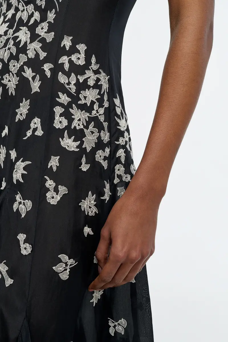 Gabriela Hearst Neville Embroidered Slip Dress in Black Multi Silk Organza | Thumbnail 8 Gabriela Hearst Neville Embroidered Slip Dress in Black Multi Silk Organza | Thumbnail 8