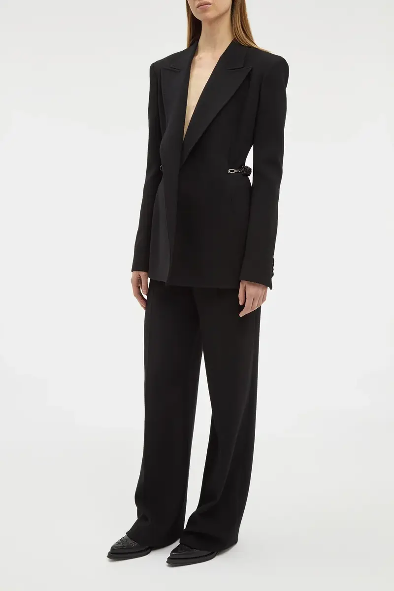 Gabriela Hearst Epona Chain Blazer in Black Recycled Virgin Wool | Thumbnail 3 Gabriela Hearst Epona Chain Blazer in Black Recycled Virgin Wool | Thumbnail 3