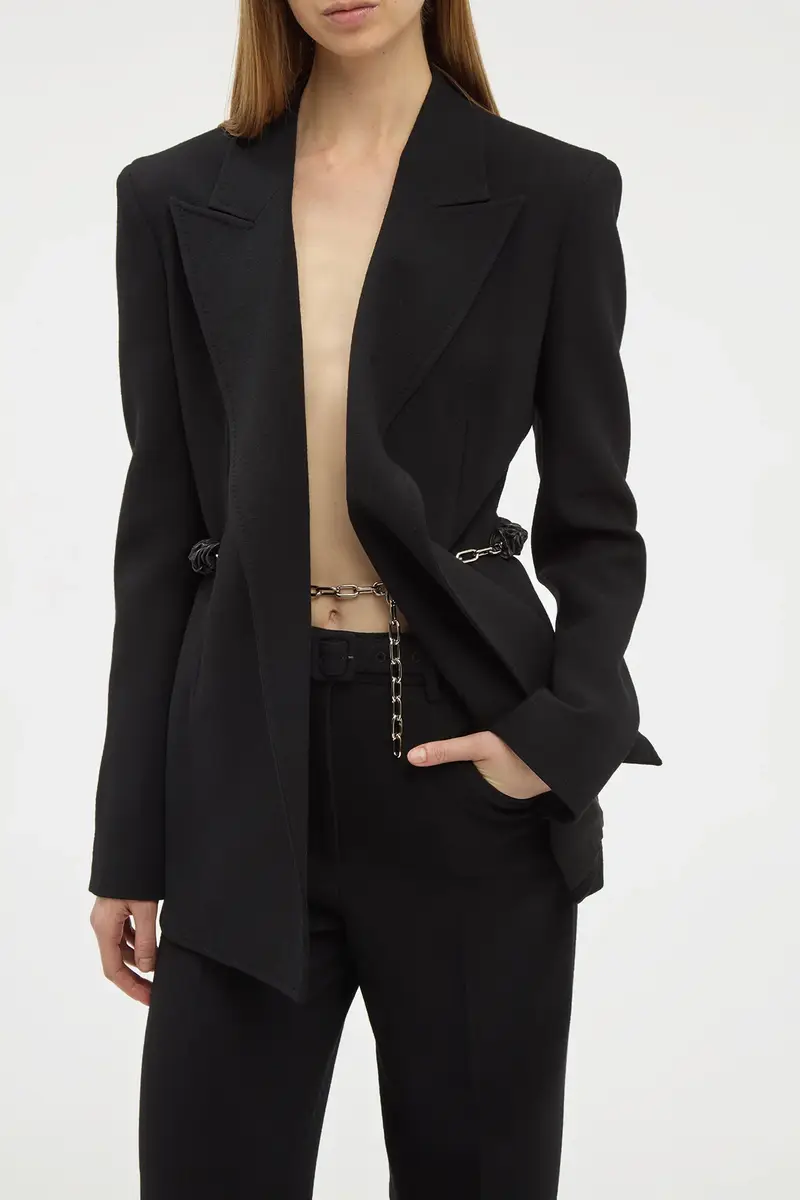 Gabriela Hearst Epona Chain Blazer in Black Recycled Virgin Wool | Thumbnail 5 Gabriela Hearst Epona Chain Blazer in Black Recycled Virgin Wool | Thumbnail 5
