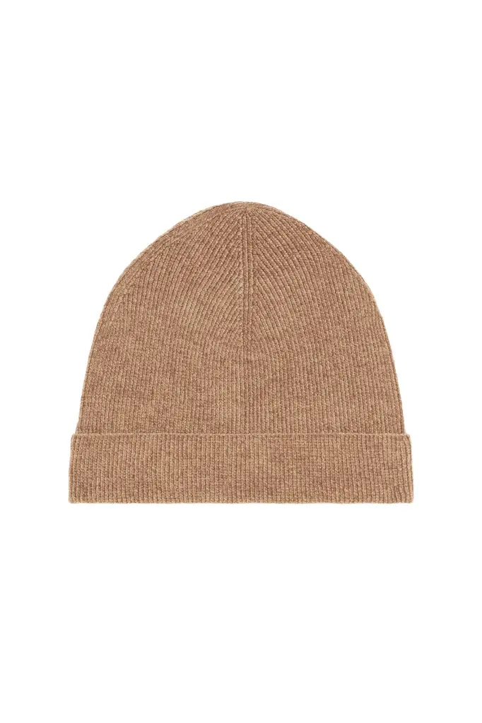 Spire Knit Beanie in Camel Silk