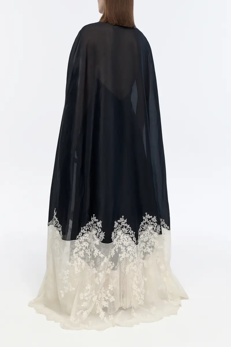 Gabriela Hearst Dimsdale Embroidered Cape in Black Multi Silk Organza | Thumbnail 5