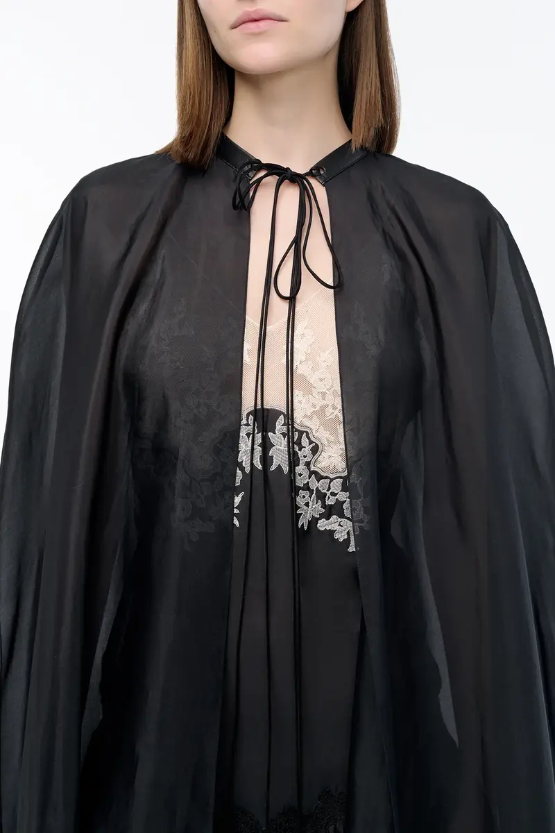 Gabriela Hearst Dimsdale Embroidered Cape in Black Multi Silk Organza | Thumbnail 6