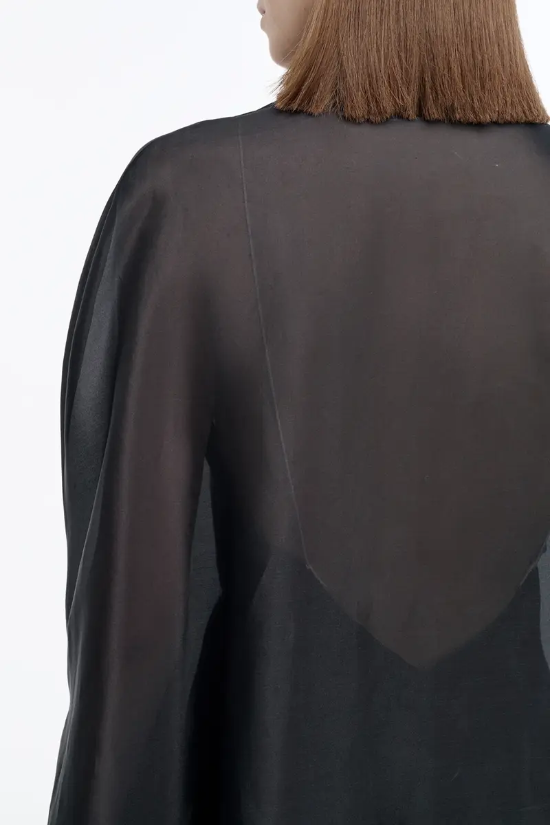 Gabriela Hearst Dimsdale Embroidered Cape in Black Multi Silk Organza | Thumbnail 7