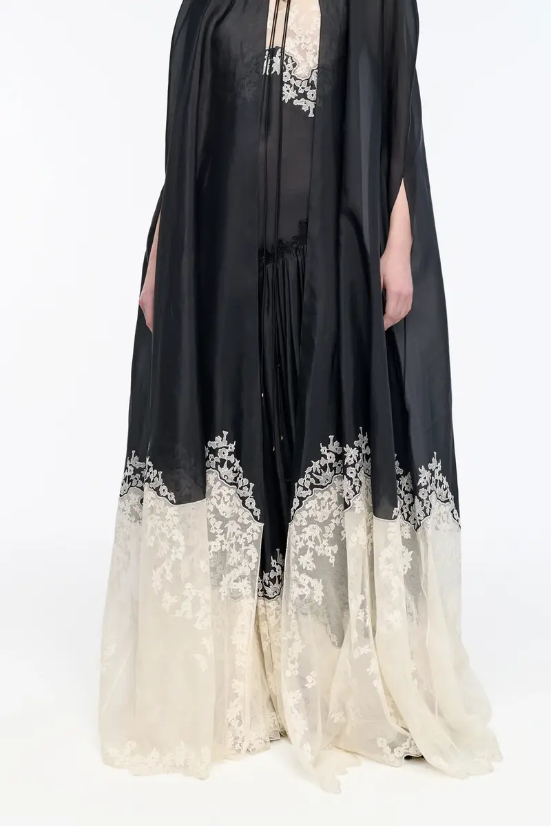 Gabriela Hearst Dimsdale Embroidered Cape in Black Multi Silk Organza | Thumbnail 8