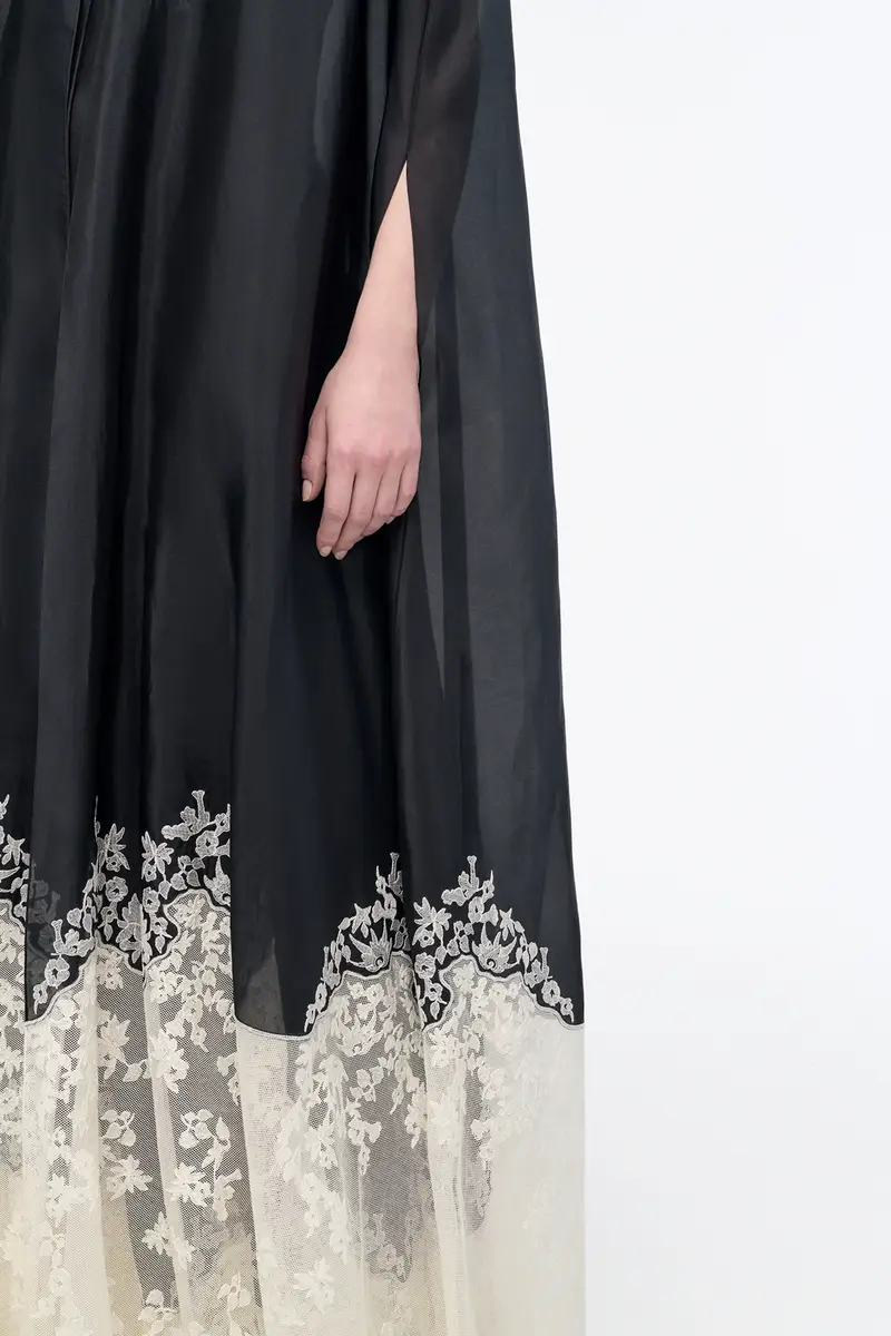 Gabriela Hearst Dimsdale Embroidered Cape in Black Multi Silk Organza | Thumbnail 9