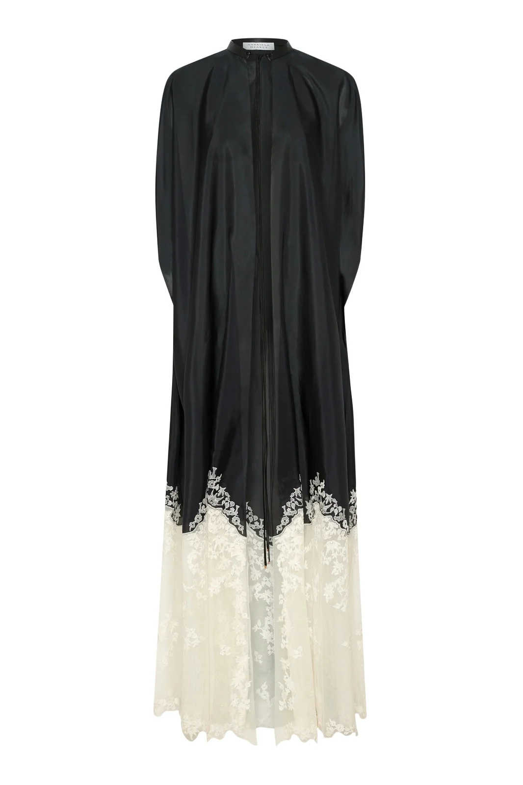 Gabriela Hearst Dimsdale Embroidered Cape in Black Multi Silk Organza
