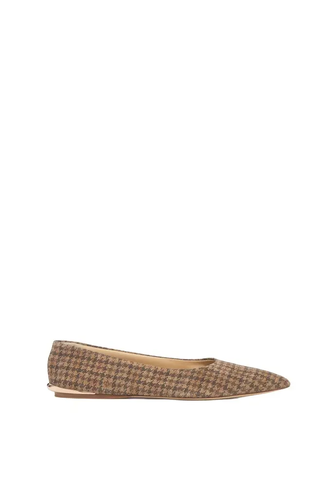 Fleur Ballerina Flat Shoe in Camel Multi Leather Houndstooth Fleur Ballerina Flat Shoe in Camel Multi Leather Houndstooth