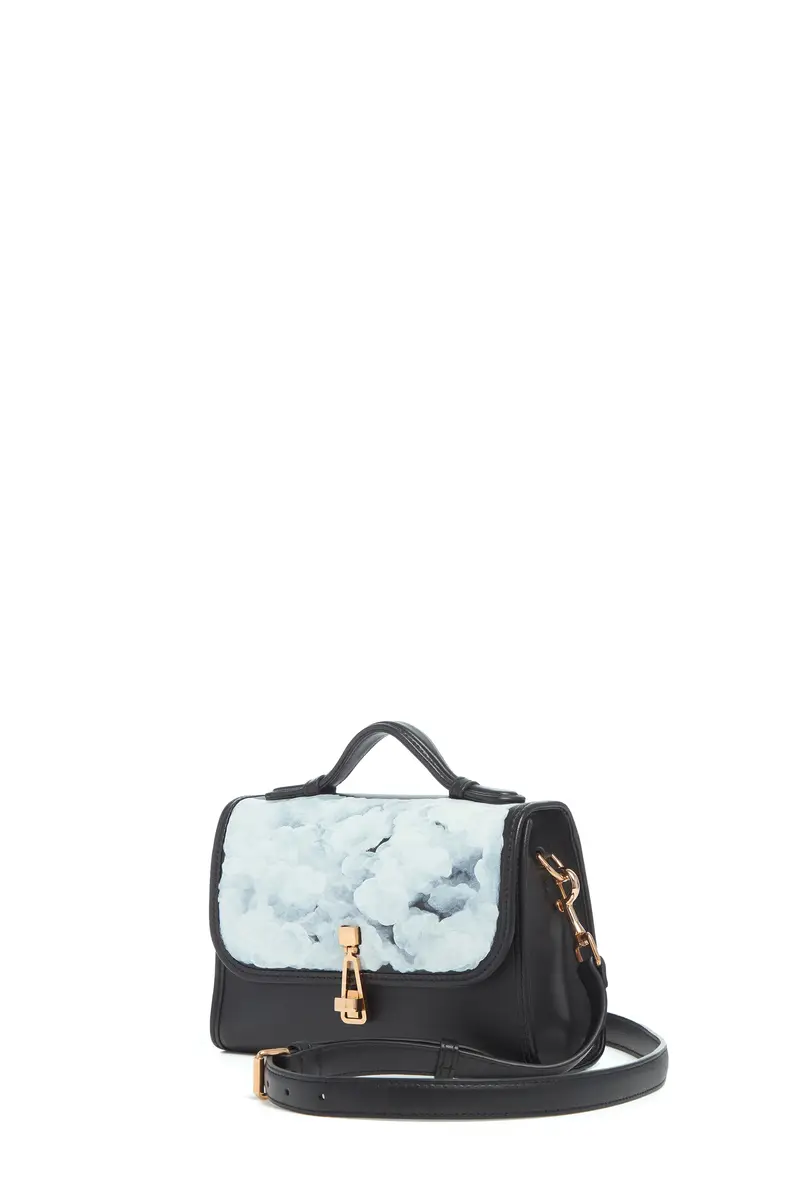 Gabriela Hearst Hand Painted Small Leonora Flap Bag in Black & White Leather | Thumbnail 3