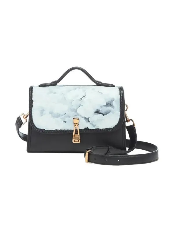 Hand Painted Small Leonora Flap Bag in Black & White Leather Hand Painted Small Leonora Flap Bag in Black & White Leather