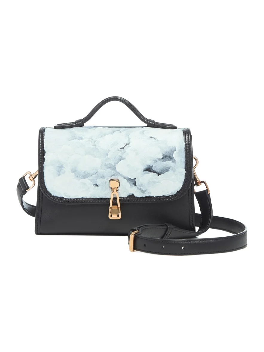 Gabriela Hearst Hand Painted Small Leonora Flap Bag in Black & White Leather
