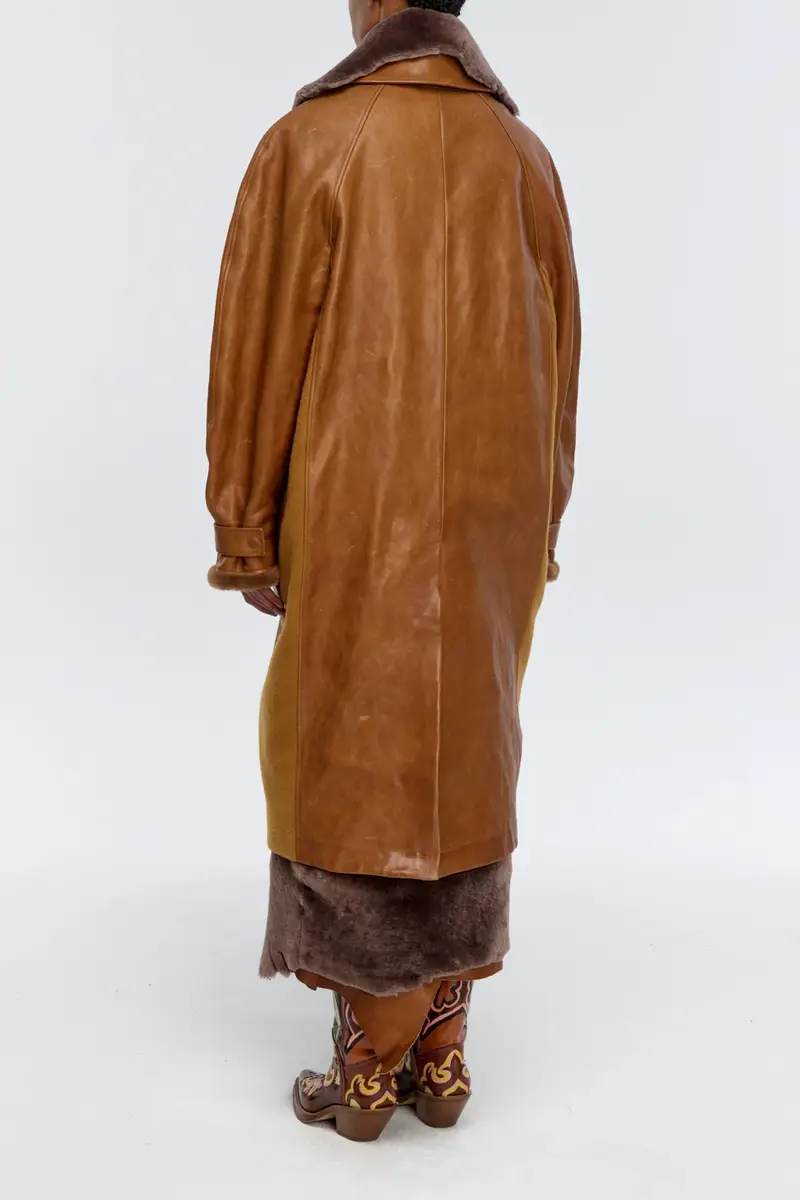 Gabriela Hearst Arbor Cocoon Coat in Cognac Vachetta Leather | Thumbnail 5