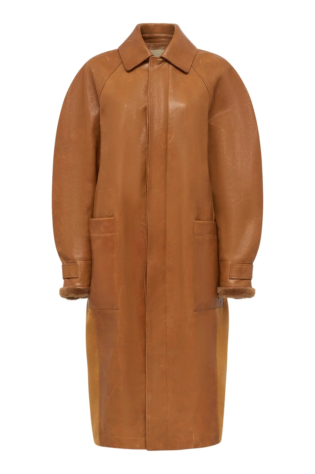 Gabriela Hearst Arbor Cocoon Coat in Cognac Vachetta Leather