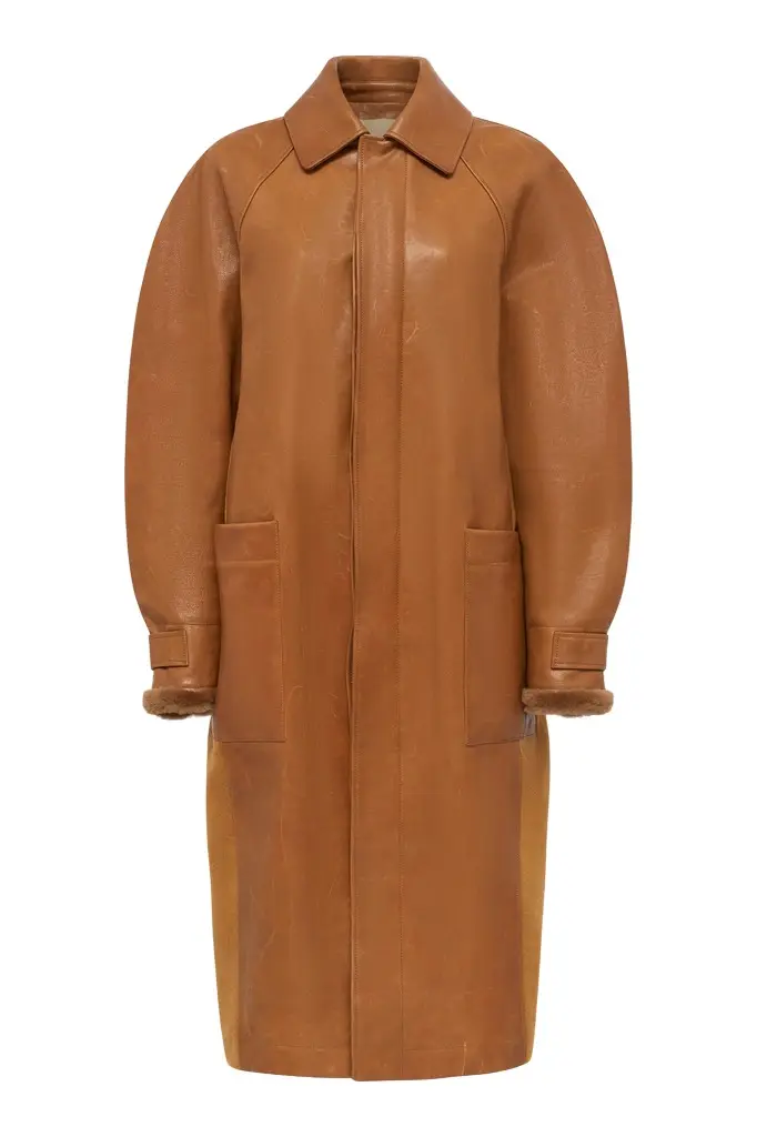 Arbor Cocoon Coat in Cognac Vachetta Leather