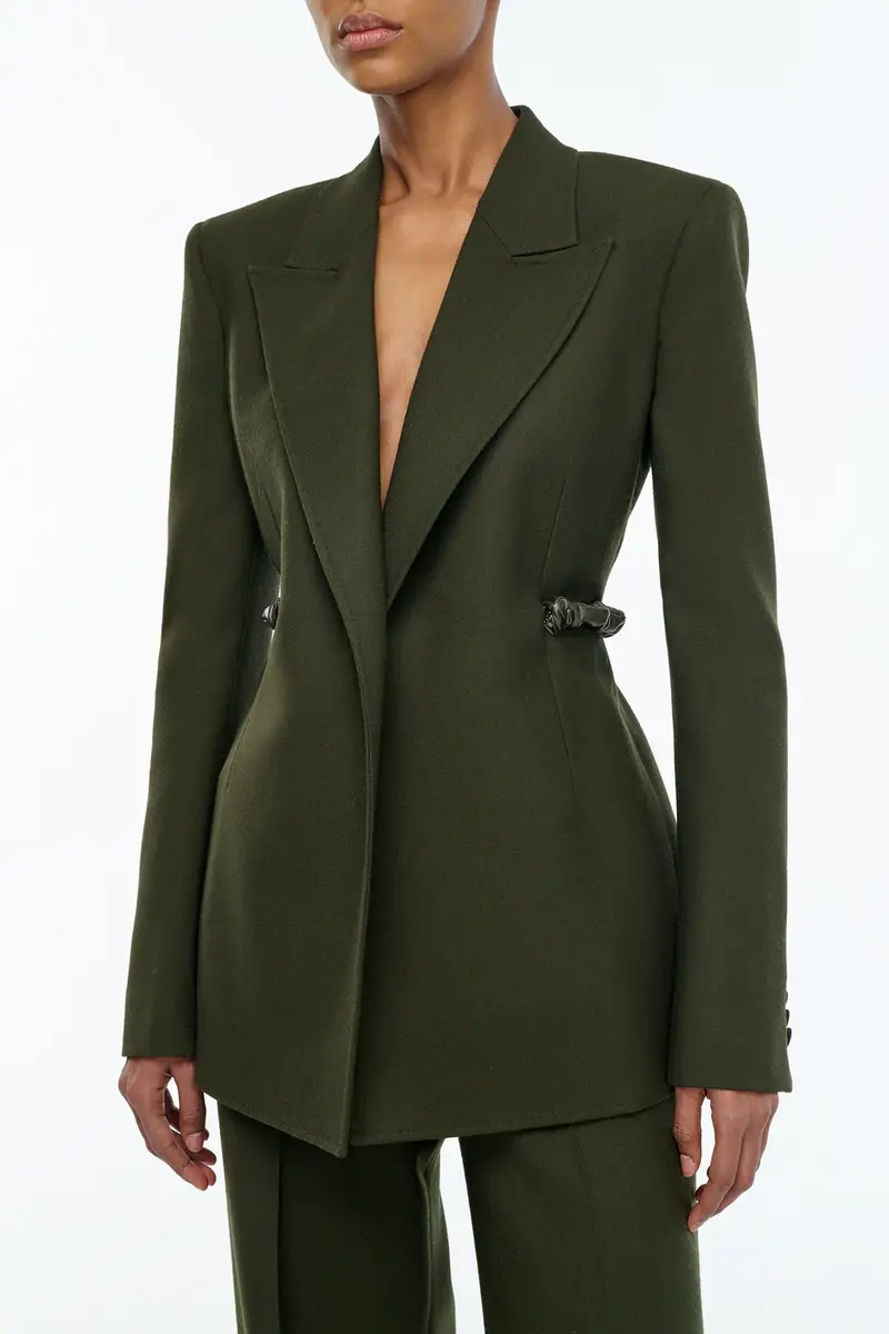 Gabriela Hearst Epona Chain Blazer in Deep Olive Recycled Virgin Wool | Thumbnail 5 Gabriela Hearst Epona Chain Blazer in Deep Olive Recycled Virgin Wool | Thumbnail 5