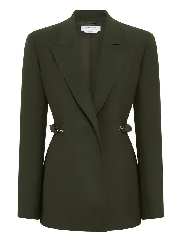 Gabriela Hearst Epona Chain Blazer in Deep Olive Recycled Virgin Wool