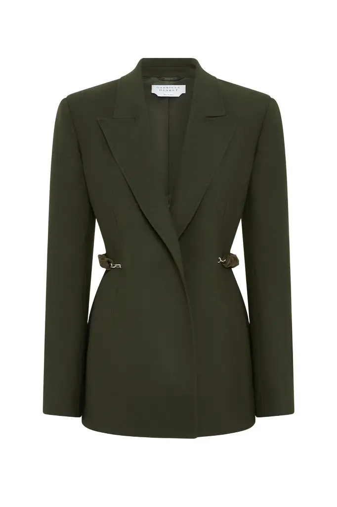 Gabriela Hearst Epona Chain Blazer in Deep Olive Recycled Virgin Wool